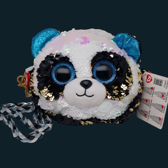 TY Flippables Sequin Bamboo the Panda 9" Fashion Purse 6 Ways to Wear With Tagqt - Picture 1 of 8